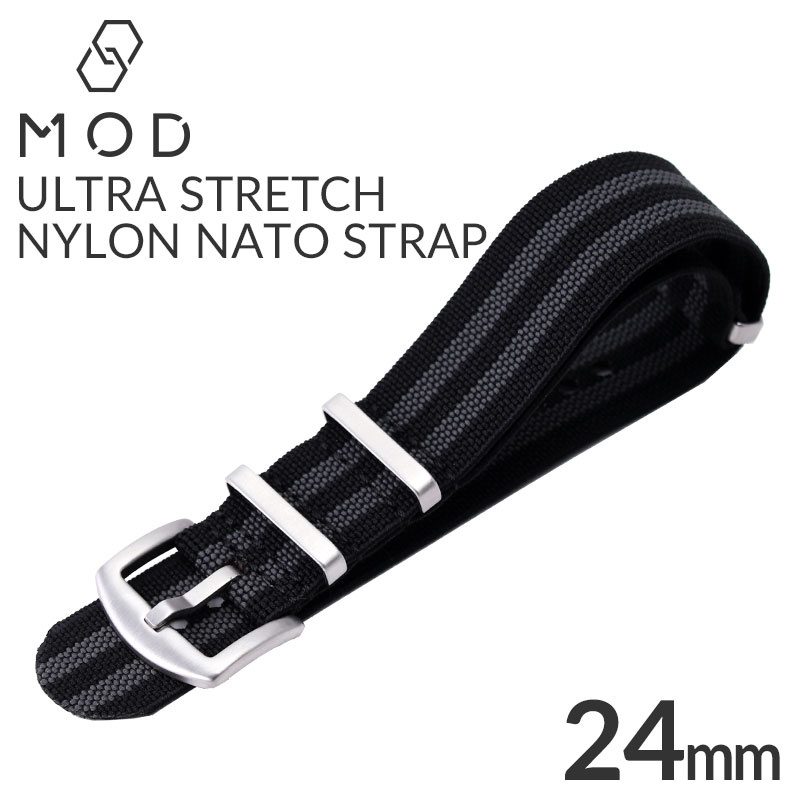MOD ULTRA STRETCH NYLON STRAP ウルトラストレッチナイロン 交換用 腕時計 ベルト 伸縮性 シングル 引き通しタイプ 特殊弾性ナイロン 24mm