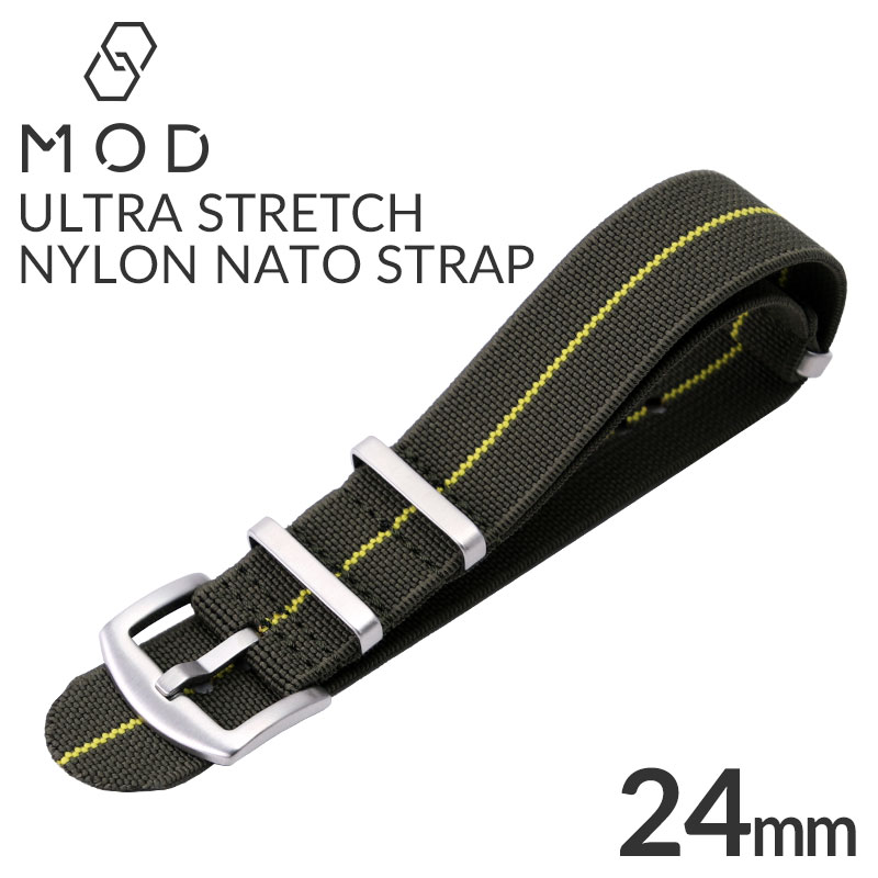 MOD ULTRA STRETCH NYLON STRAP ウルトラストレッチナイロン 交換用 腕時計 ベルト 伸縮性 シングル 引き通しタイプ 特殊弾性ナイロン 24mm