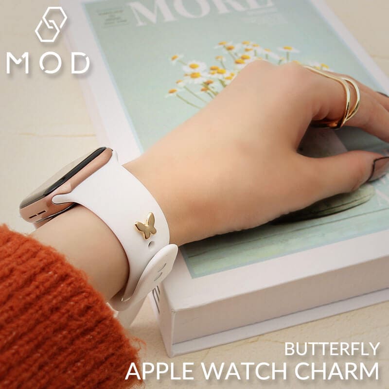 【AppleWatch シリコンバンド向け チャーム】 MOD 時計 ベルト ピンチャーム アップルウォッチバンド ピン アクセサリー 蝶々 アロイ合金