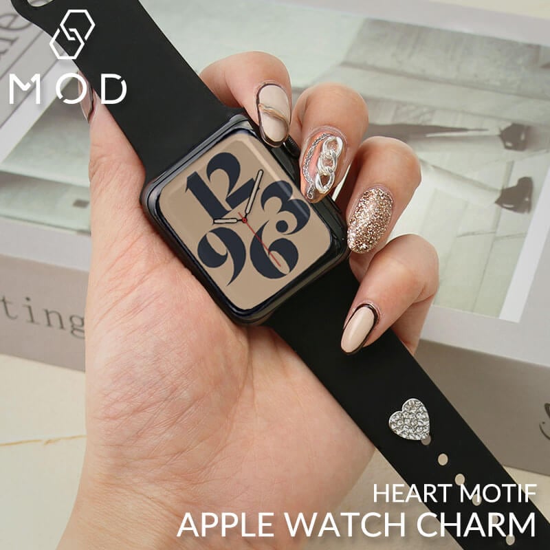 【AppleWatch シリコンバンド向け チャーム】 MOD 時計 ベルト ピンチャーム アップルウォッチバンド ピン アクセサリー ハート スター ハートパヴェ アロイ合金
