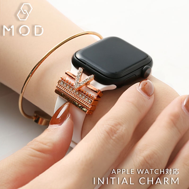 【AppleWatch シリコンバンド向け チャーム】 MOD 時計 ベルト ループチャーム アップルウォッチバンド ループ アクセサリー 遊環 B P Q V X Z アロイ合金