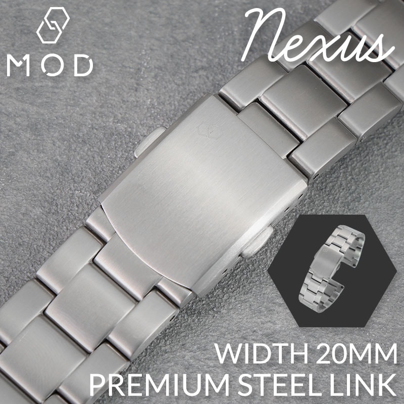 MOD PREMIUM STEEL LINK STRAP NEXUS プレミアム スティールリンク ネクサス 交換用 腕時計 ベルト ヘアライン仕上げ ステンレス 20mm