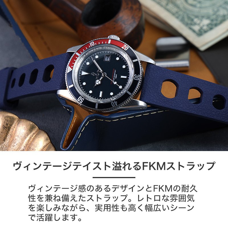 MOD LEGACY レガシー FKMラバーハイドロ ソーラー 腕時計 メンズウォッチ ヴィンテージダイバーズデザイン ステンレス FKMラバー 38mm