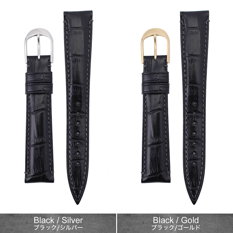 【G-SHOCK対応 アダプターセット】【DW 5600 5600BB 対応】BAMBI バンビ クロコ型押しレザーベルト 22mm レザー ブラック 49610 ジーショック Gショック GSHOCK