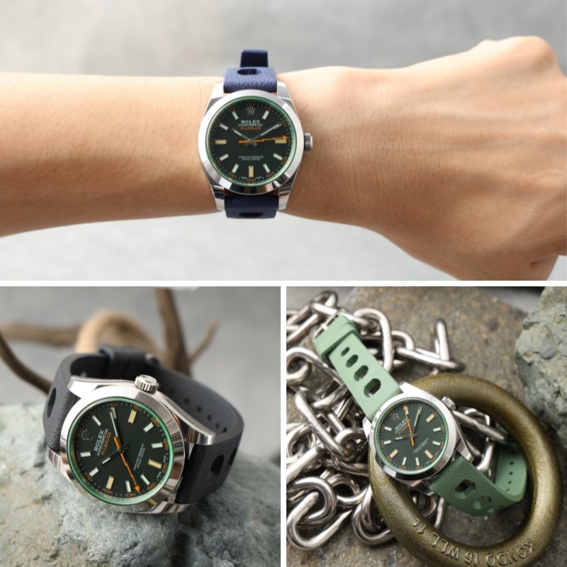 【未使用】MOD カスタム ラバー仕様 ステンブレス付 予備ムーブメント付 ROLEX ロレックス 対応】MOD FKM RUBBER ハイドロ ラバー ストラップ