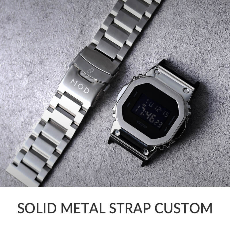 G-SHOCK DW-5600 シリーズ対応 フルメタルケース ソリッドメタルストラップ カスタムセット Gショック ジーショック 替え ベルト バンド スムース バンパー ステンレススチール 金属 替え 交換 時計 腕時計 メンズ 人気 ブランド おすすめ おしゃれ シンプル 高級 MOD