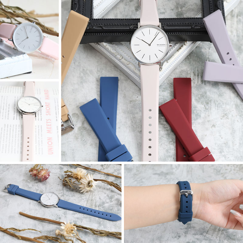 【SKAGEN 互換 ベルト】 MOD SILICONE RUBBER STRAP GRACE シリコンラバー グレイス 交換用 腕時計 ベルト フェミニンカラー イージーレバー シリコン ラバー 18mm