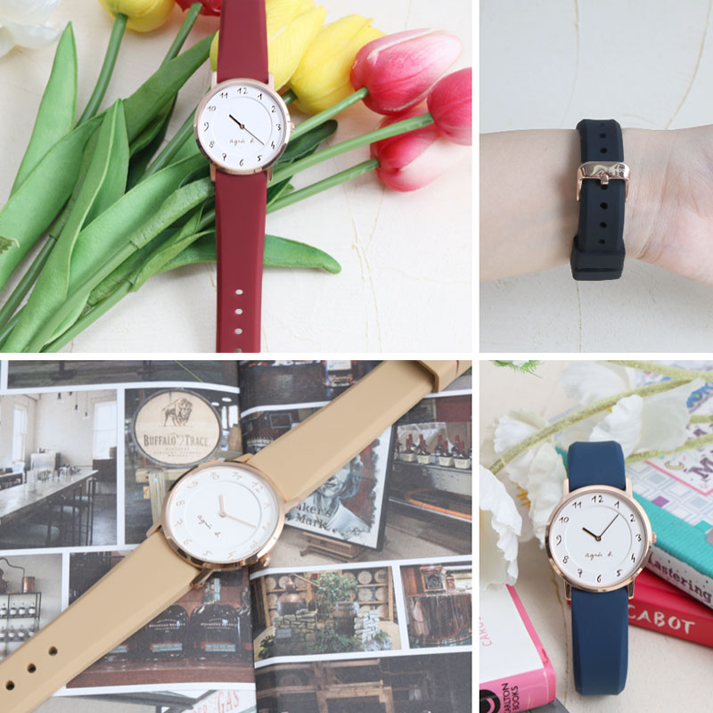 【Agnes b. 互換 ベルト】 MOD SILICONE RUBBER STRAP GRACE シリコンラバー グレイス 交換用 腕時計 ベルト フェミニンカラー イージーレバー シリコン ラバー 18mm