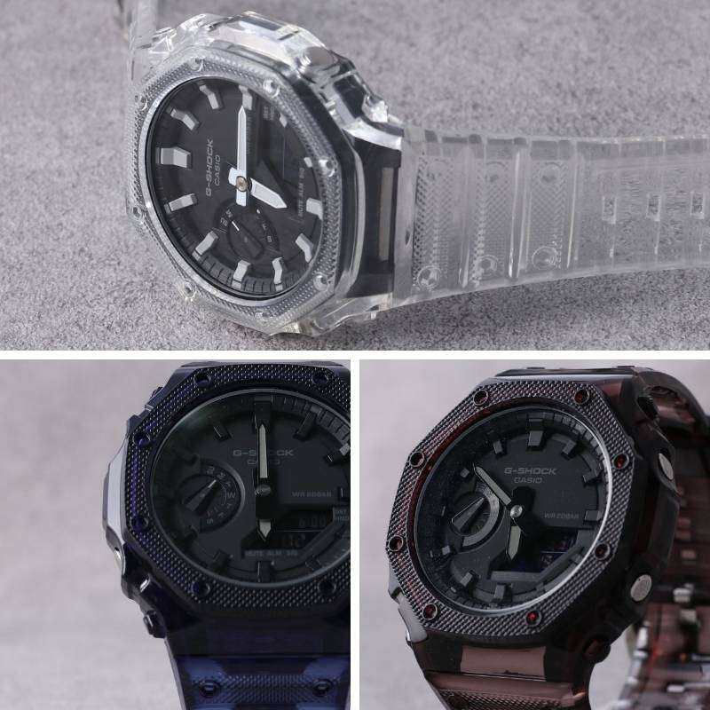 【G-SHOCK GA-2100 対応 スケルトン ケース】GA-2110 替えベルト 替えバンド 2100 2110 クリア 透明 Gショック ジーショック GSHOCK カシオーク バンド ベルト 腕時計 時計 交換用 替え カスタムパーツ 部品 パーツ カスタム カバー