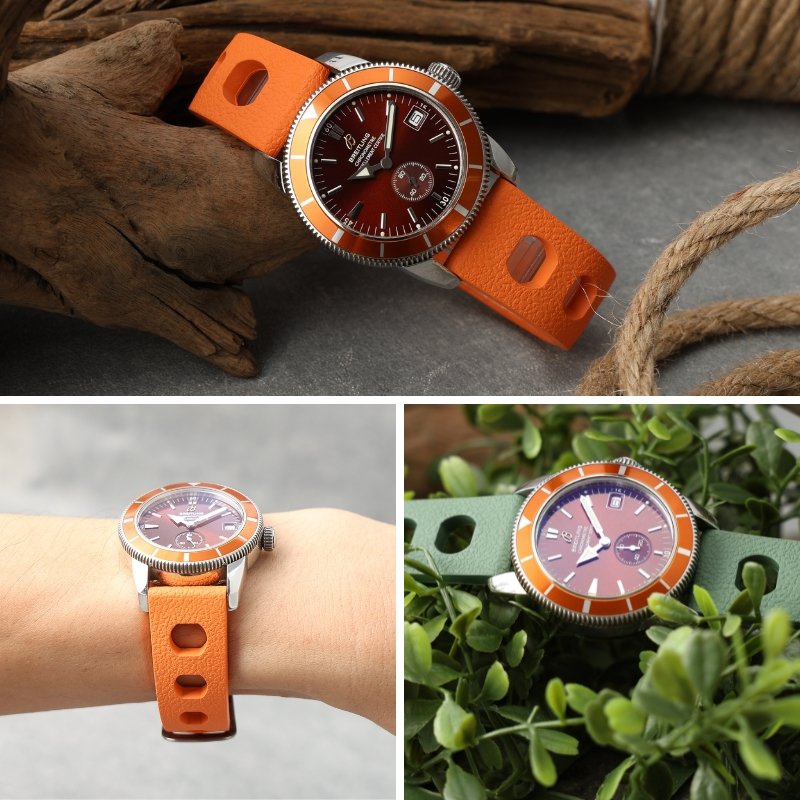 【BREITLING 互換 ベルト】 MOD FKM RUBBER STRAP HYDRO FKMラバー ハイドロ 交換用 腕時計 ベルト イージーレバー 耐炎 耐油 耐化学薬品 耐熱 耐候 耐オゾン FKMラバー 20mm