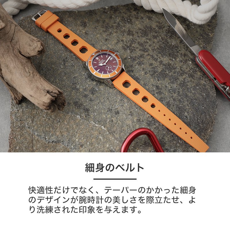 【BREITLING 互換 ベルト】 MOD FKM RUBBER STRAP HYDRO FKMラバー ハイドロ 交換用 腕時計 ベルト イージーレバー 耐炎 耐油 耐化学薬品 耐熱 耐候 耐オゾン FKMラバー 20mm