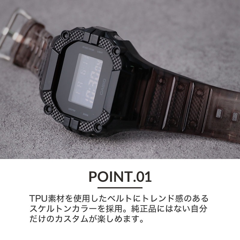【G-SHOCK DW-5600 対応 スケルトン ケース】DW-5600BB 替えベルト 替えバンド 5600 5600BB クリア 透明 Gショック ジーショック GSHOCK 5600E バンド ベルト 腕時計 時計 交換用 替え 人気 カスタムパーツ 部品 パーツ カスタム カバー 外装