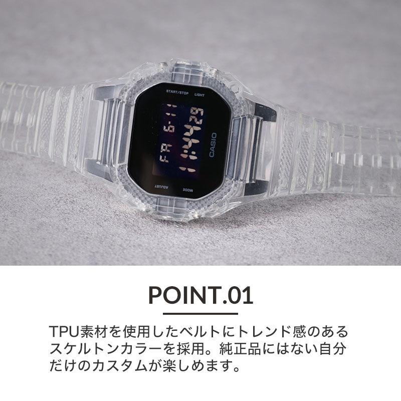 【G-SHOCK DW-5600 対応 スケルトン ケース】DW-5600BB 替えベルト 替えバンド 5600 5600BB クリア 透明 Gショック ジーショック GSHOCK 5600E バンド ベルト 腕時計 時計 交換用 替え 人気 カスタムパーツ 部品 パーツ カスタム カバー 外装