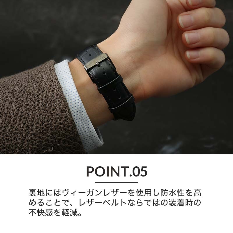 断*ー様 ブラックレザー腕時計 セイコー5 対応】MOD ブラックサンダー 黒い稲妻 SNKE03KC 対応 SEIKO