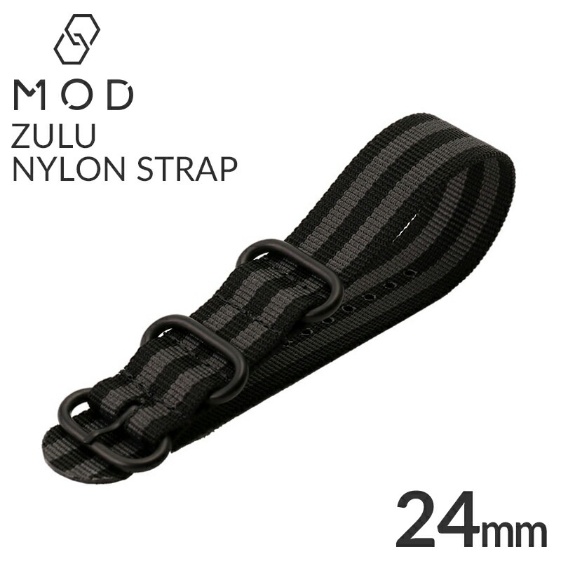 MOD ZULU NYLON STRAP ズールーナイロン 交換用 腕時計 ベルト シングル 引き通しタイプ 3リング ナイロン 24mm