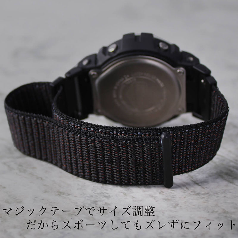 【G-SHOCK対応 アダプターセット】【DW 5600 5600BB 対応】MOD エムオーディー ACTIVE NYLON LOOP STRAP 22mm ナイロン ブラック 49722 ジーショック Gショック GSHOCK