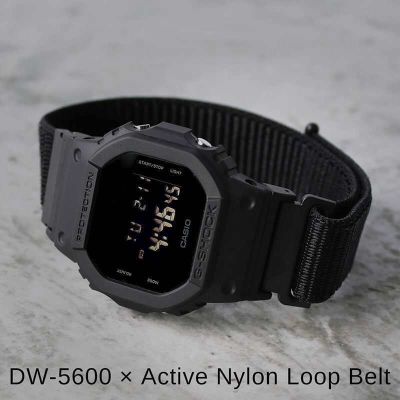 【G-SHOCK対応 アダプターセット】【DW 5600 5600BB 対応】MOD エムオーディー ACTIVE NYLON LOOP STRAP 22mm ナイロン ブラック 49722 ジーショック Gショック GSHOCK