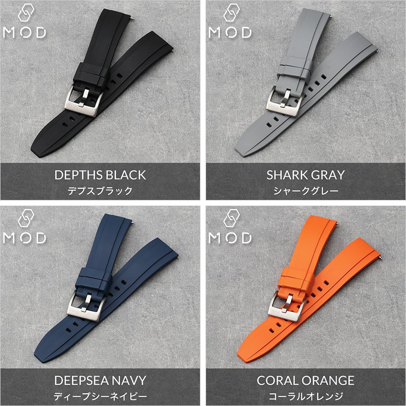 MOD FKM RUBBER OFFSHORE ラバー ストラップ オフショア 時計 ラバーベルト カン幅 ラグ幅 20mm 22mm ベルト 幅 腕時計 防水 バンド ラバーバンド 時計ベルト 腕時計ベルト 替え メンズ トロピック TROPIC タイプ ダイバーズウォッチ ダイバー ヴィンテージ ダイバーズ 人気