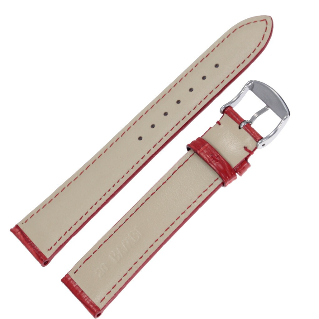 BAMBI バンビ レザーベルト 革ベルト 20mm レザー レッド シルバー