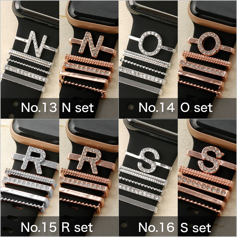 【AppleWatch シリコンバンド向け チャーム】 MOD 時計 ベルト ループチャーム アップルウォッチバンド ループ アクセサリー 遊環 A C D E F G H I J K L M N O R S T U W Y アロイ合金