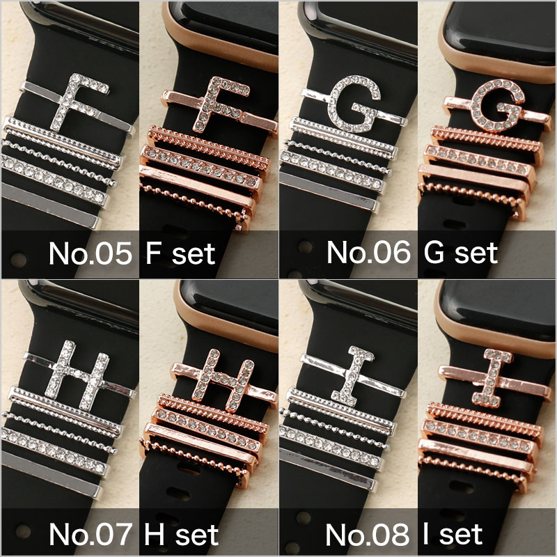 【AppleWatch シリコンバンド向け チャーム】 MOD 時計 ベルト ループチャーム アップルウォッチバンド ループ アクセサリー 遊環 A C D E F G H I J K L M N O R S T U W Y アロイ合金