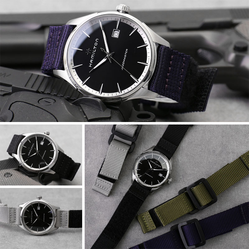 【HAMILTON ハミルトン 対応 ベルト】MOD VELCRO ARMY STRAP ベルクロ アーミー ストラップ マジックテープ バンド カン幅 20mm 22mm