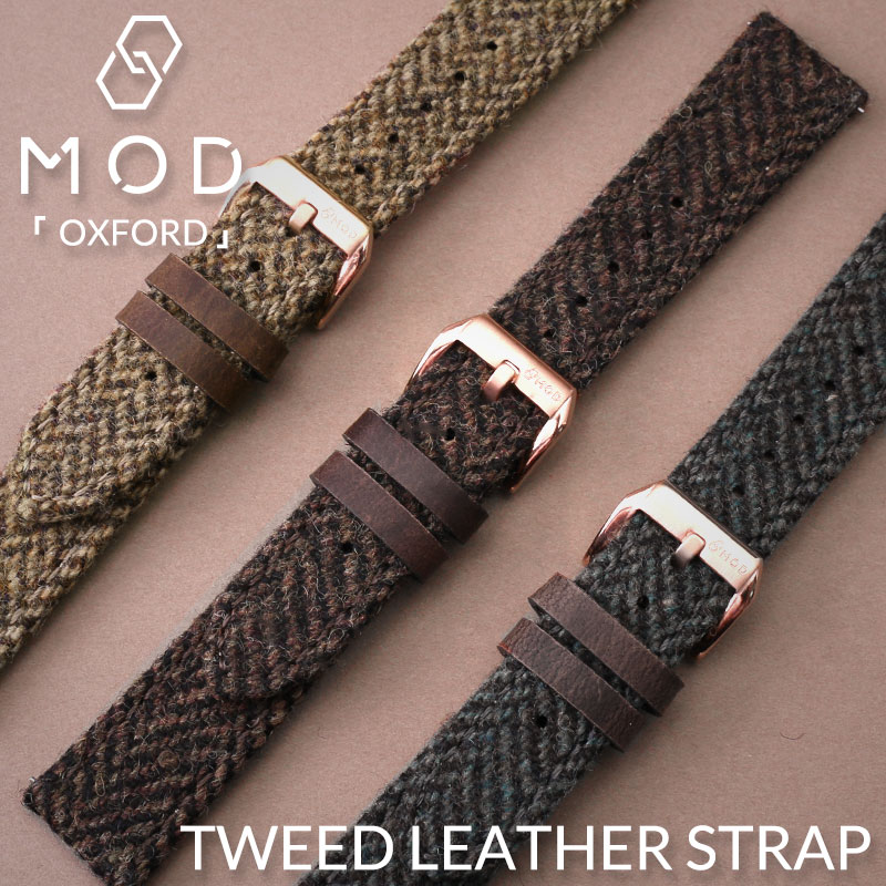 MOD TWEED LEATHER STRAP ツイード レザー ストラップ レディース メンズ 時計 ベルト 腕時計ベルト 人気 ブランド おすすめ おしゃれ ファブリック 生地 交換用 バンド 交換 替えベルト 交換 カン ラグ 幅 18mm 本革 革ベルト ブラウン ベージュ ブルー ヘリンボーン
