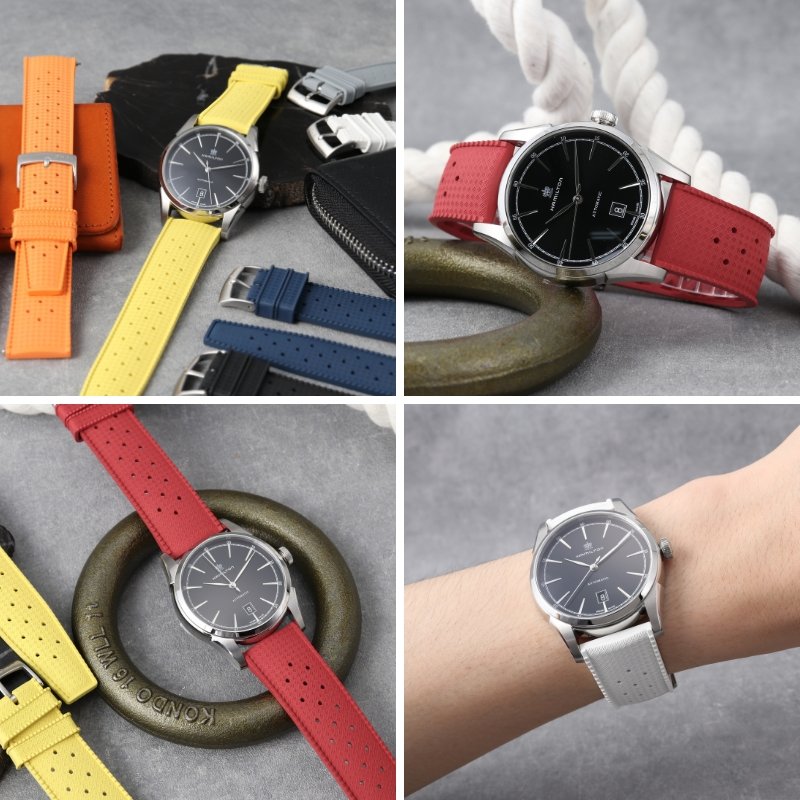 【HAMILTON 互換 ベルト】 MOD FKM RUBBER STRAP VOYAGER FKMラバー ボイジャー 交換用 腕時計 ベルト イージーレバー 耐炎 耐油 耐化学薬品 耐熱 耐候 耐オゾン FKMラバー 20mm 22mm