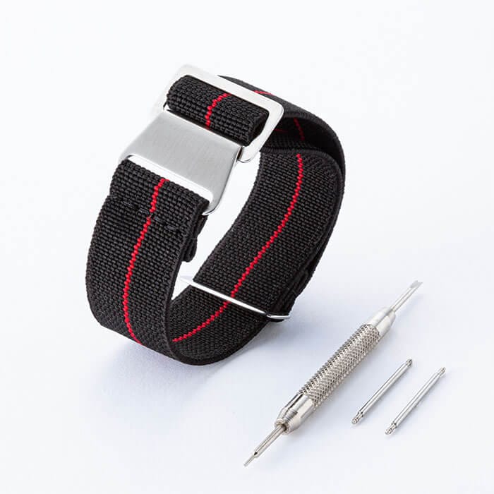 MOD エムオーディー MARINE NATIONAL STRAP 20mm 特殊弾性ナイロン ステルスブラック/レッド 49842