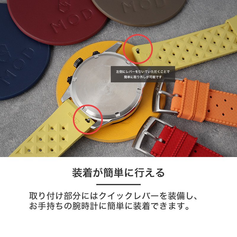 【ROLEX MILGAUSS 互換 ベルト】 MOD FKM RUBBER STRAP VOYAGER FKMラバー ボイジャー 交換用 腕時計 ベルト イージーレバー 耐炎 耐油 耐化学薬品 耐熱 耐候 耐オゾン FKMラバー 20mm