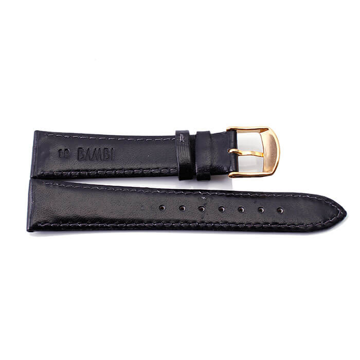 BAMBI バンビ レザーベルト 革ベルト 19mm レザー ブラック ゴールド 49646