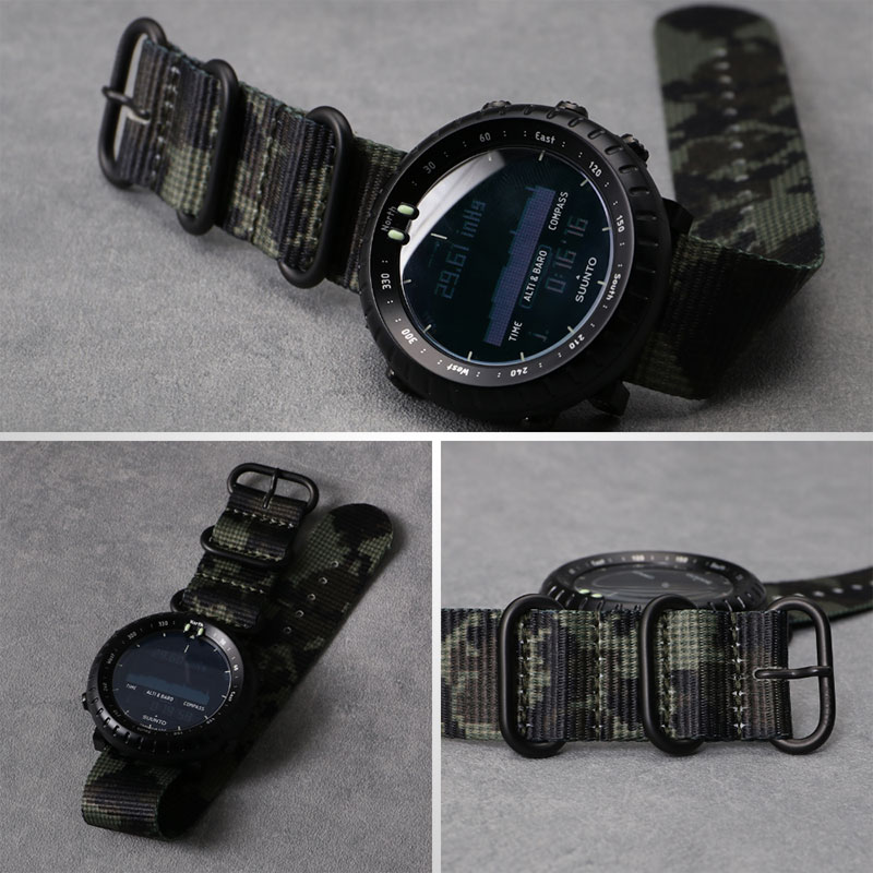 【SUNNTO CORE 互換 アダプター ベルトセット】 MOD ZULU NYLON STRAP ズールーナイロン 交換用 腕時計 ベルト カスタム パーツ シングル 引き通しタイプ 3リング ナイロン 24mm