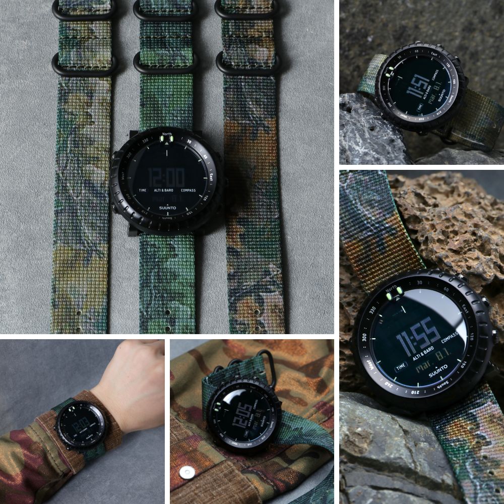 【SUNNTO CORE 互換 アダプター ベルトセット】 MOD ZULU NYLON STRAP ズールーナイロン 交換用 腕時計 ベルト カスタム パーツ シングル 引き通しタイプ 3リング ナイロン 24mm