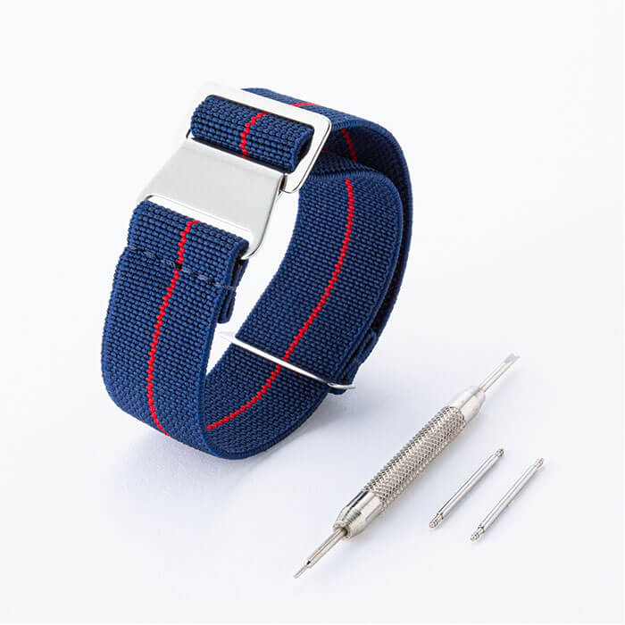 MOD エムオーディー MARINE NATIONAL STRAP 20mm 特殊弾性ナイロン ミネルバブルー/レッド 49847