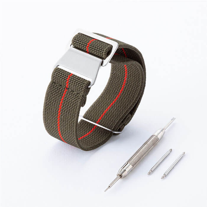 MOD エムオーディー MARINE NATIONAL STRAP 22mm 特殊弾性ナイロン サープラス/レッド 49849