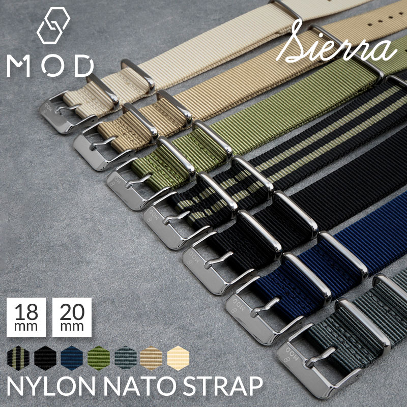 MOD NYLON NATO TYPE STRAP SIERRA ナイロン ナトータイプ シエラ 交換用 腕時計 ベルト ヴィンテージデザイン ダブル 引き通しタイプ ナイロン 18mm 20mm