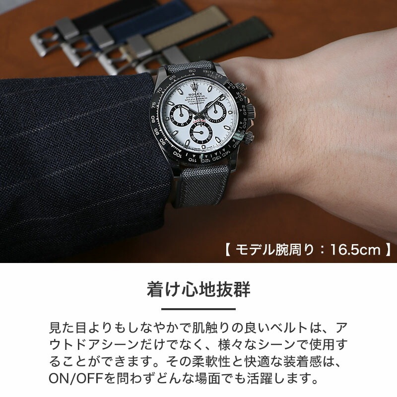 ROLEX DAYTONA 互換 ベルト】 MOD SAILCLOTH FKM RUBBER STRAP セイル