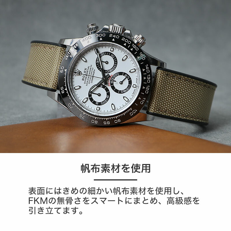 ROLEX DAYTONA 互換 ベルト】 MOD SAILCLOTH FKM RUBBER STRAP セイル