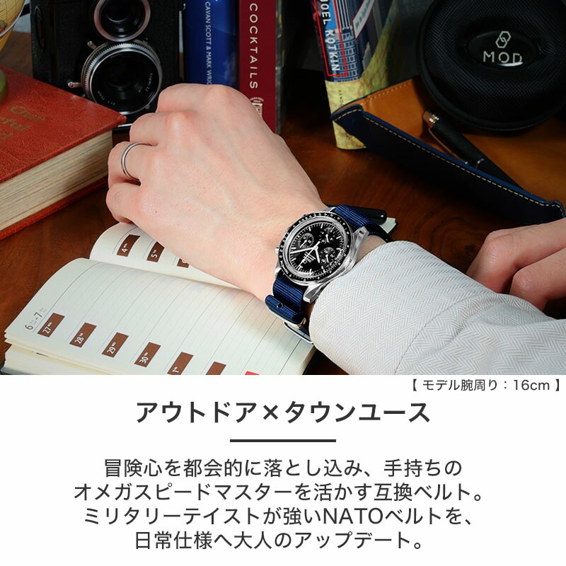 OMEGA ナイロンストラップ ネイビー OMEGA SPEEDMASTER 互換 ベルト】 MOD NYLON NATO TYPE STRAP SIERRA