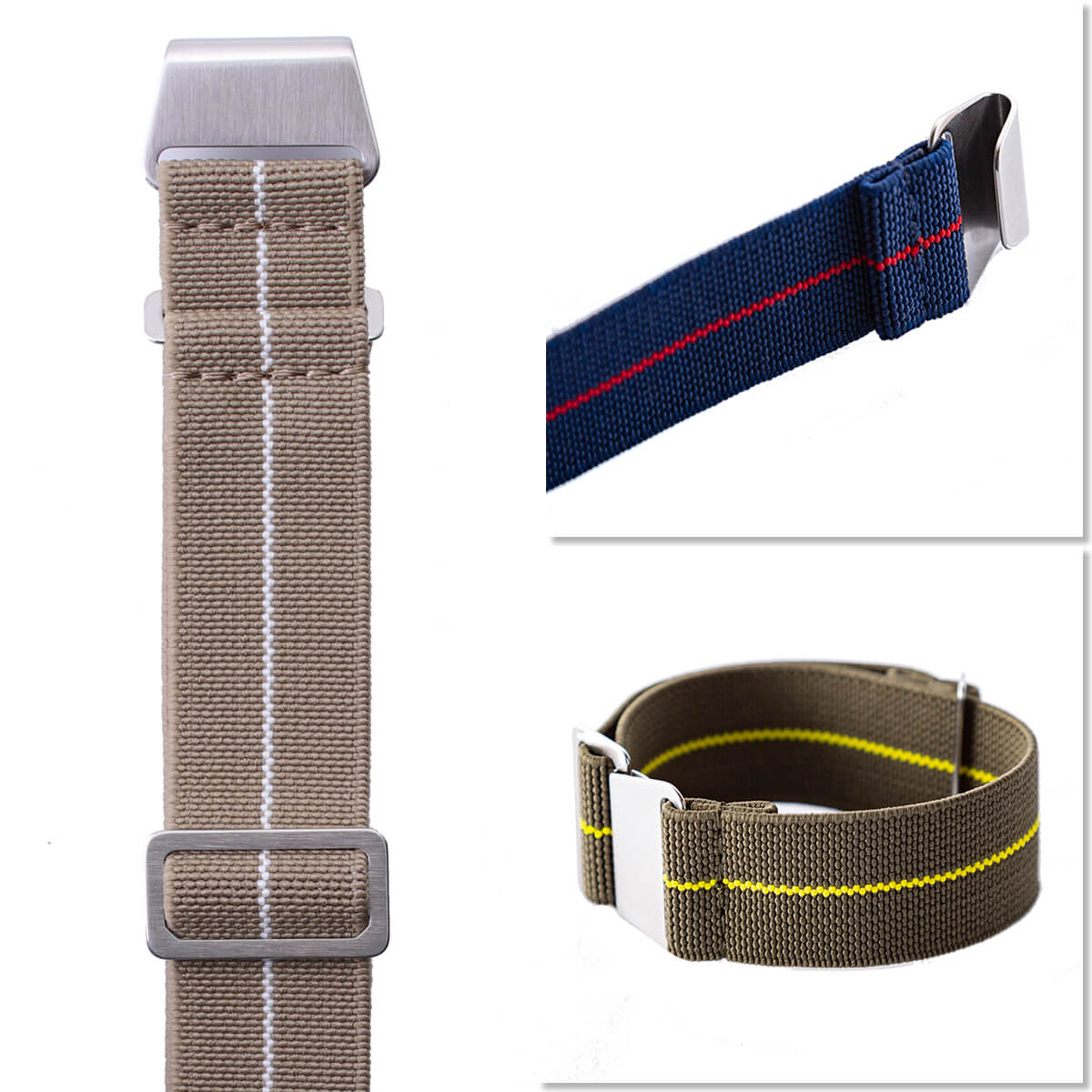 【HAMILTON 互換 ベルト】 MOD MARINE NATIONAL STRAP マリーンナショナル 交換用 腕時計 ベルト 伸縮性 ダブル 引き通しタイプ 特殊弾性ナイロン 20mm 22mm
