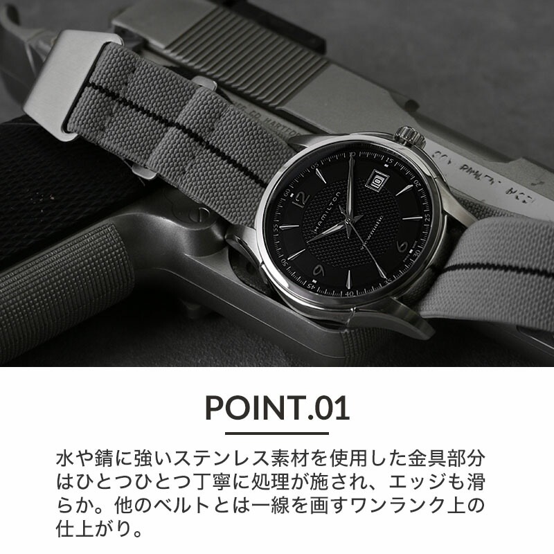 【HAMILTON 互換 ベルト】 MOD MARINE NATIONAL STRAP マリーンナショナル 交換用 腕時計 ベルト 伸縮性 ダブル 引き通しタイプ 特殊弾性ナイロン 20mm 22mm