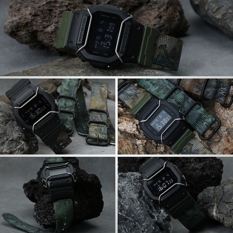 【G-SHOCK 互換 アダプター ベルトセット】 MOD ZULU NYLON STRAP ズールーナイロン 交換用 腕時計 ベルト カスタム パーツ シングル 引き通しタイプ 3リング ナイロン 24mm