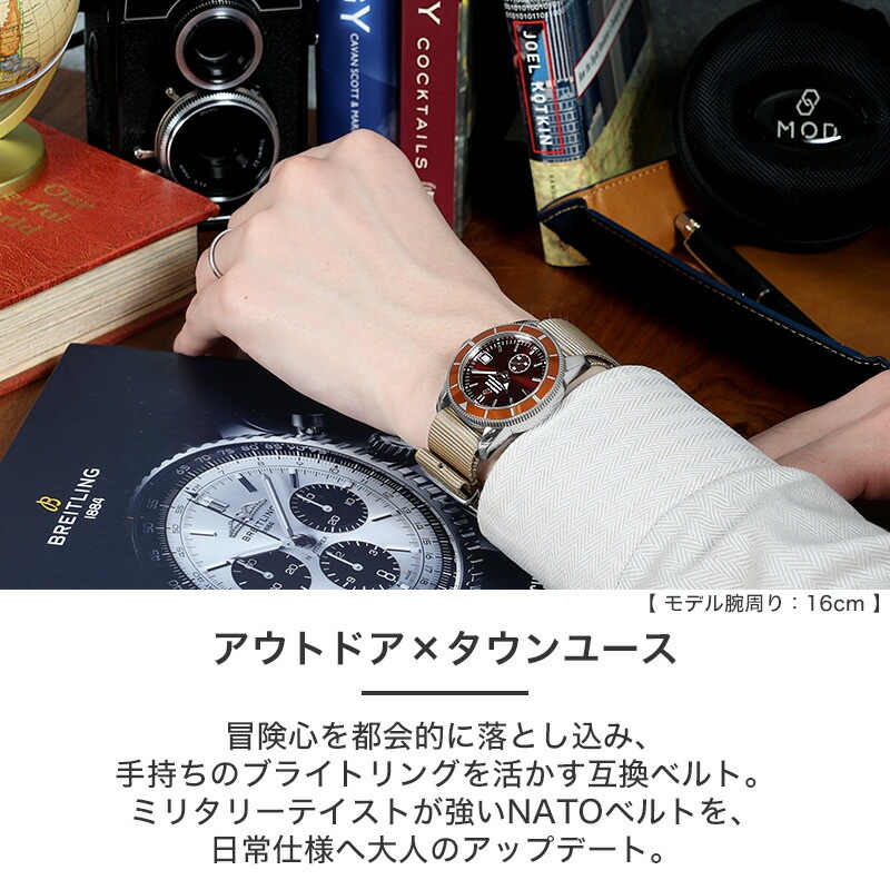 【BREITLING 互換 ベルト】 MOD NYLON NATO TYPE STRAP SIERRA ナイロン ナトータイプ シエラ 交換用 腕時計 ベルト ヴィンテージデザイン ダブル 引き通しタイプ ナイロン 20mm