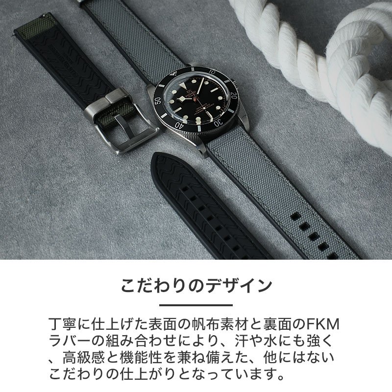 チューダー TUDOR 対応】MOD FKM ラバー ストラップ カン幅 ラグ幅 20