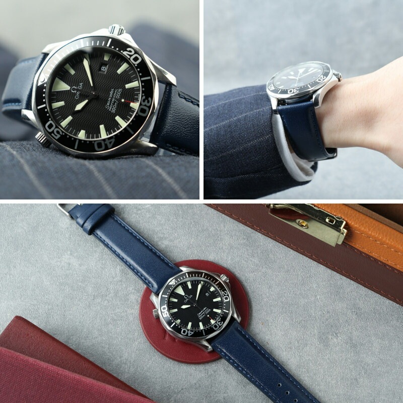 OMEGA SEAMASTER 互換 ベルト】 MOD SCOTCHGARD LEATHER STRAP SMOOTH
