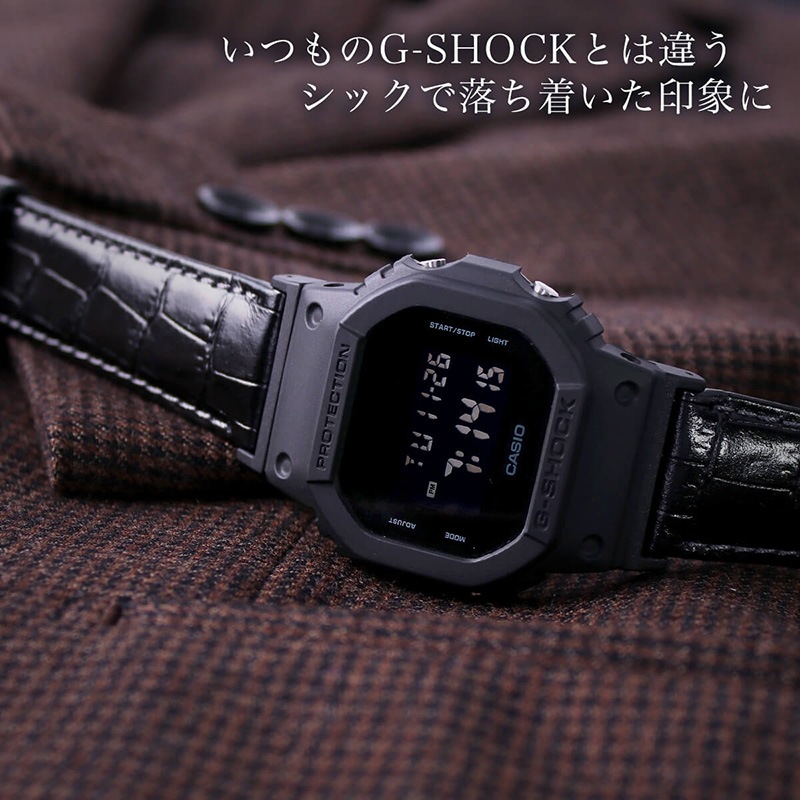 【G-SHOCK対応 アダプターセット】【DW 5600 5600BB 対応】BAMBI バンビ スコッチガード 強力撥水 レザーベルト 22mm レザー ワインレッド 49585 ジーショック Gショック GSHOCK