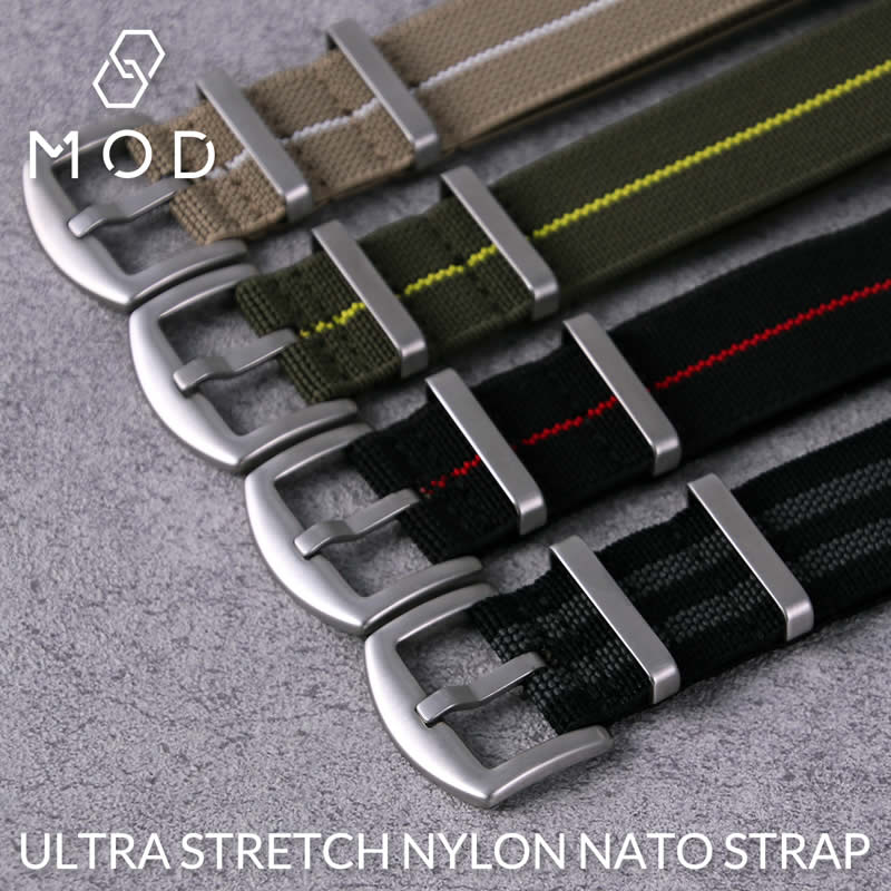 ウルトラ ストレッチ ナイロン ナトーストラップ ベルト幅 22mm 腕時計ベルト MOD 時計 メンズ 人気 おしゃれ 引き通し エラスティック ストラップ 簡単