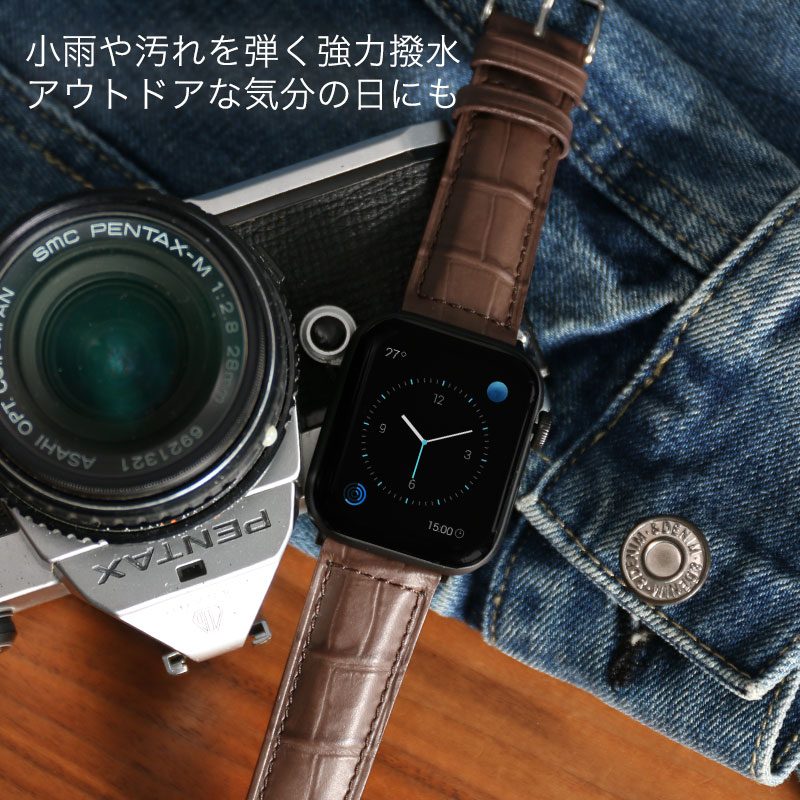 アップルウォッチ バンド 強力撥水 レザーベルト 本革 シリーズ series 5/4/3/2/1 38/40/42/44mm ミリ 対応 AppleWatch 替えベルト ベルト 交換用 22mm 幅 皮革 スコッチガード