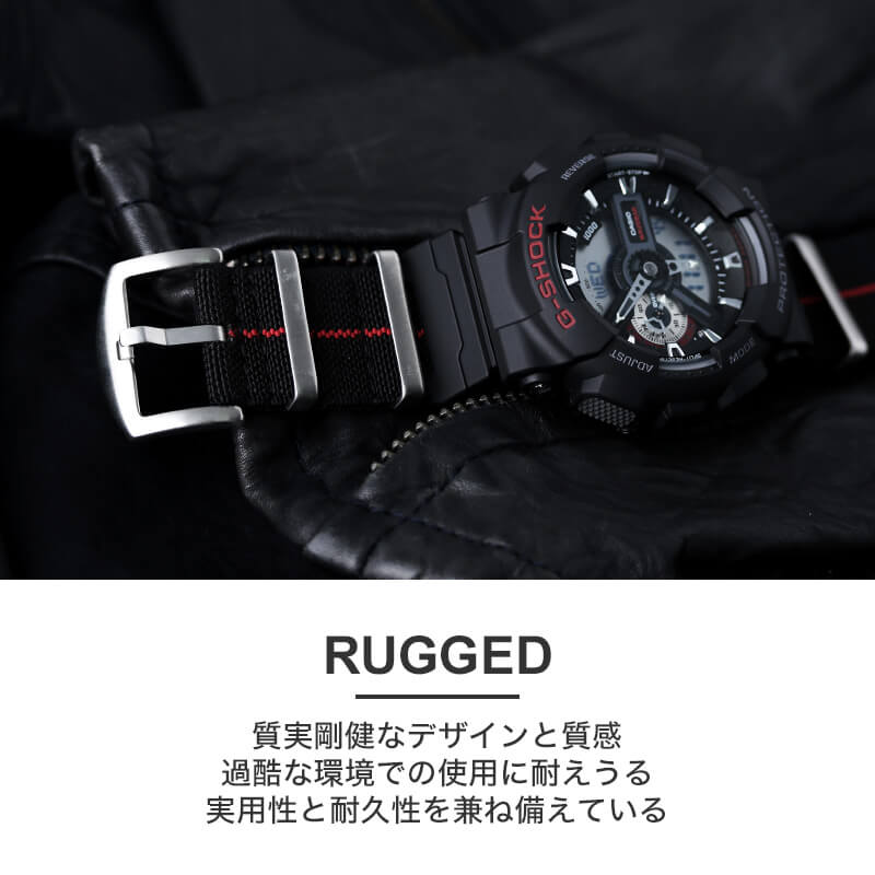 G-SHOCK 対応 ウルトラストレッチナイロンストラップ ベルト アダプター カスタム セット Gショック ジーショック 替え バンド 幅 24mm
