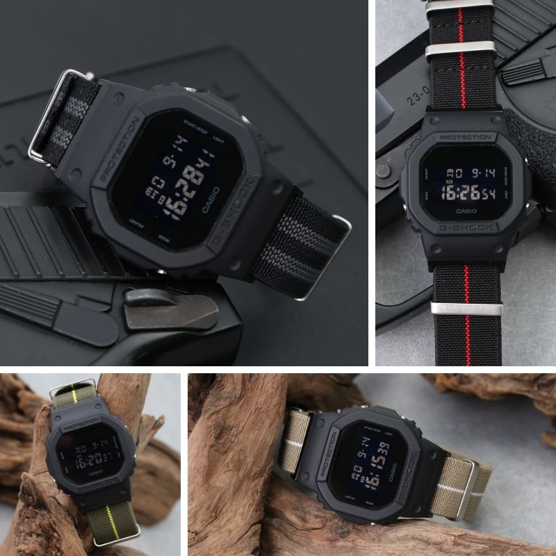 G-SHOCK 対応 ウルトラストレッチナイロンストラップ ベルト アダプター カスタム セット Gショック ジーショック 替え バンド 幅 22mm
